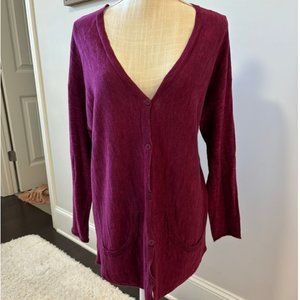 Eileen Fisher Berry Cotton-Linen Blend Boyfriend Cardigan